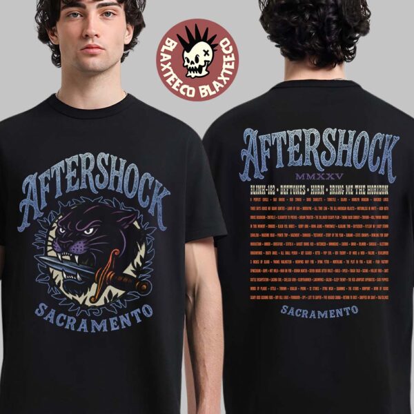 Aftershock Festival 2025 Sacramento California Sharp Tongue With Lineup Back Two Sided T-Shirt