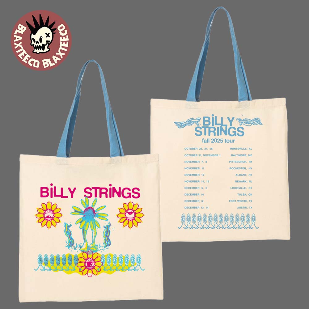 Billy Strings Fall 2025 Tour North American Merch Seeing Flower Tote Bag with Dates Billy Strings Fall 2025 Tour North American Merch Seeing Flower Tote Bag with Dates