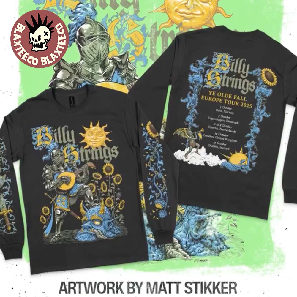 Billy Strings Fall Europe Tour 2025 Merch The Singing Knight Long Sleeve T-Shirt