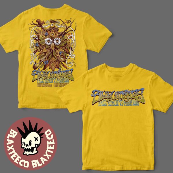 Billy Strings Fall Europe Tour 2025 Official Poster With Schedule Dates Two Sided T-Shirt