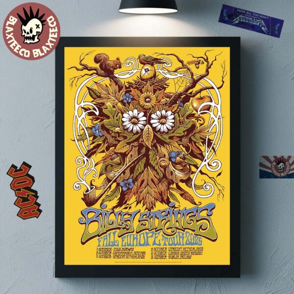 Billy Strings Fall Europe Tour 2025 Official Poster With Schedule Dates Home Decor Poster Canvas