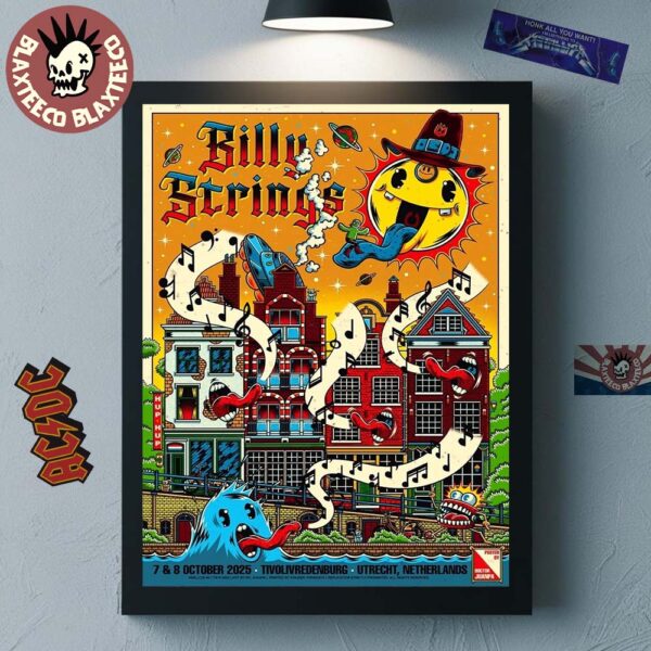 Billy Strings Utrecht Netherlands 2025 Dual Night Poster At Tivolivredenburg On October 7 And 8 2025 Home Decor Poster Canvas
