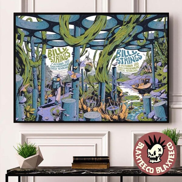 Billy Strings Utrecht Netherlands 2025 Night 1 And 2 Combined Poster At Tivolivredenburg On October 7 And 8 2025 Landscape Poster Canvas