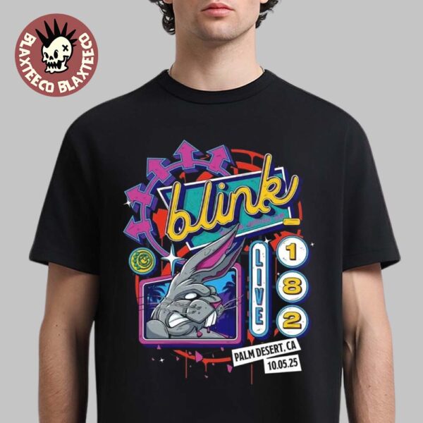 Blink 182 Palm Desert California 2025 Night 2 Venue Tee At Acrisure Arena On October 5 2025 Missionary Impossible Tour 25 T-Shirt