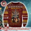 Bon Jovi Snowflakes Pattern Knitted Black And Blue Splitted Ugly Christmas Sweater