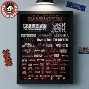 Damnation Festival 2025 Offical Lineup Poster In Manchester UK At BEC Arena On November 8 2025 Poster Canvas