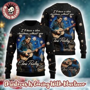 Elvis Presley Rock Roll Graphic Art I Will Have A Blue Christmas Without You Ugly Christmas Sweater 2025