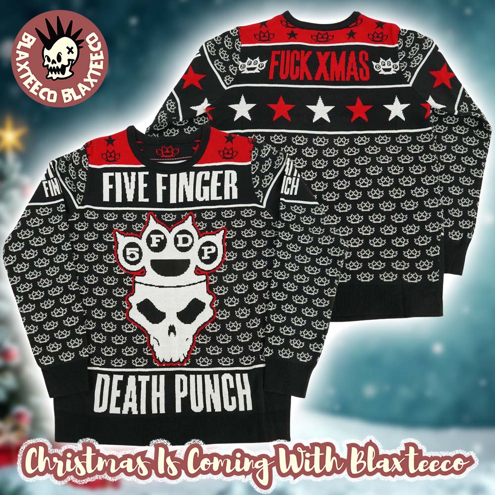 Five Finger Death Punch Fuck Xmas Bear Fist Pattern Ugly Christmas Sweater Five Finger Death Punch Fuck Xmas Bear Fist Pattern Ugly Christmas Sweater