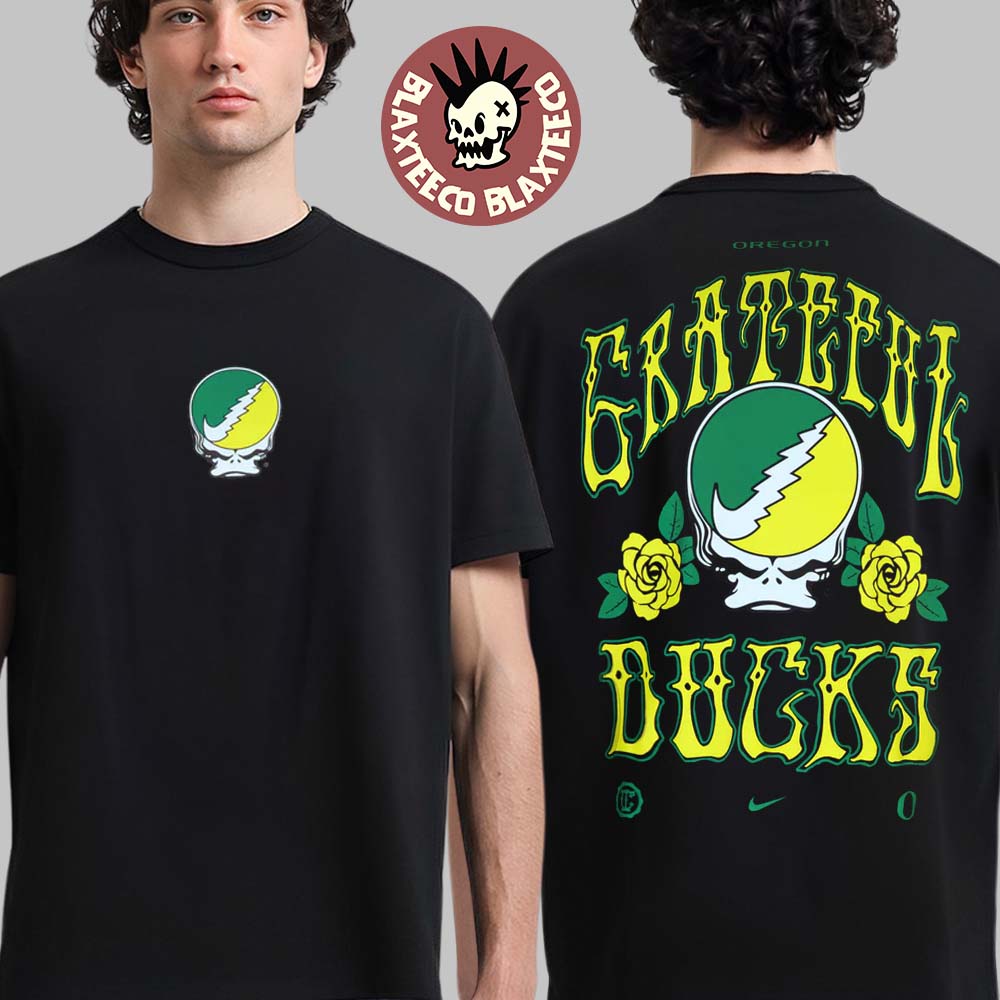 Grateful Dead X Oregon Ducks X Nike Grateful Ducks Roses T-Shirt Grateful Dead X Oregon Ducks X Nike Grateful Ducks Roses T-Shirt