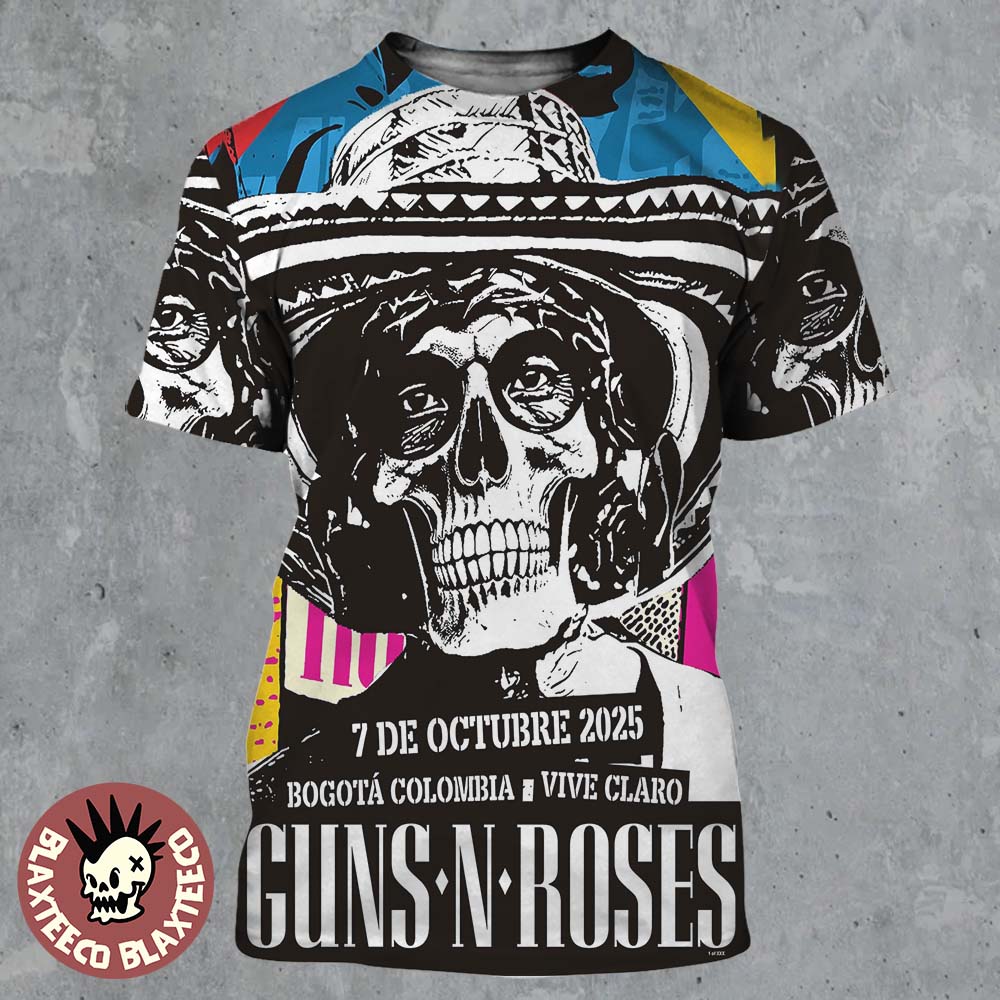 Guns N Roses Bogota Colombia Vive Claro 2025 Gig Poster On October 7 2025 All Over Print Shirt