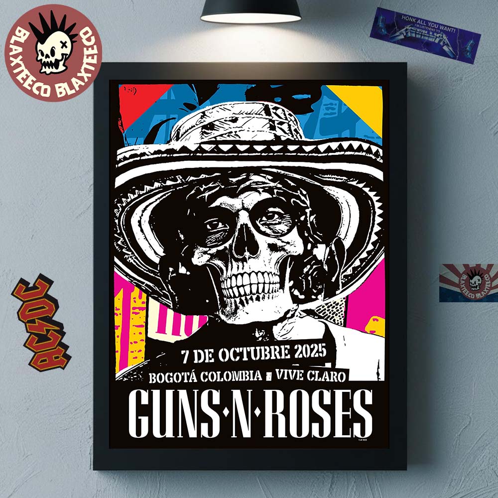 Guns N Roses Bogota Colombia Vive Claro 2025 Gig Poster On October 7 2025 Home Decor Poster Canvas
