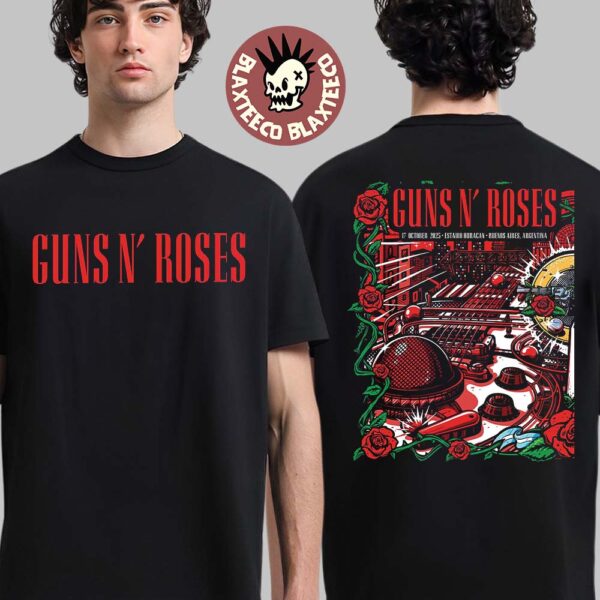 Guns N Roses Buenos Aires Argentina 2025 Night 1 Venue Poster At Estadio Huracan On October 17 2025 Two Sided T-Shirt
