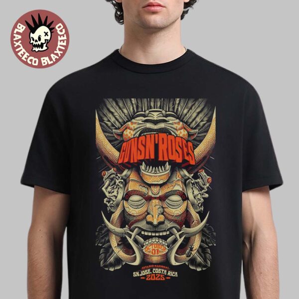 Guns N Roses San Jose Costa Rica 2025 Event Poster At Estadio Nacional On October 1 2025 The Samurai Mask Art Classic T-Shirt