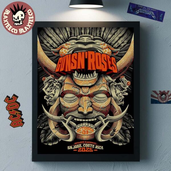Guns N Roses San Jose Costa Rica 2025 Event Poster At Estadio Nacional On October 1 2025 The Samurai Mask Art Home Decor Poster Canvas