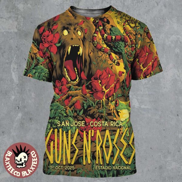 Guns N Roses San Jose Costa Rica 2025 Venue Poster At Estadio Nacional On 1 October 2025 Latin America Tour Leg All Over Print Shirt