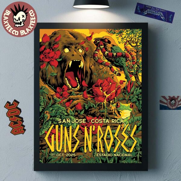 Guns N Roses San Jose Costa Rica 2025 Venue Poster At Estadio Nacional On 1 October 2025 Latin America Tour Leg Home Decor Poster Canvas