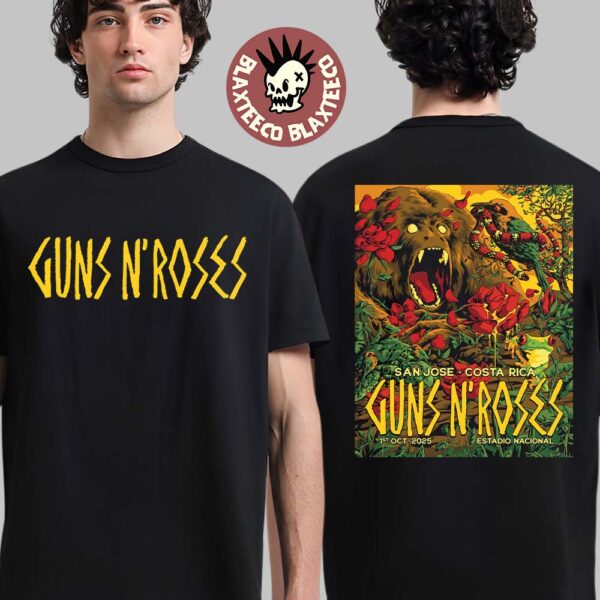 Guns N Roses San Jose Costa Rica 2025 Venue Poster At Estadio Nacional On 1 October 2025 Latin America Tour Leg Two Sided T-Shirt