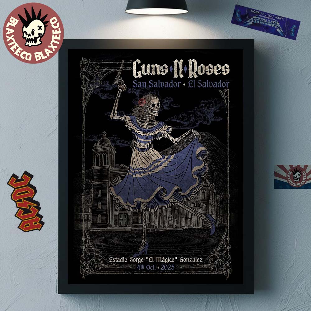 Guns N Roses San Salvador El Salvador 2025 Event Poster At Estadio Jorge El Magico Gozalez On October 4 2025 Home Decor Poster Canvas