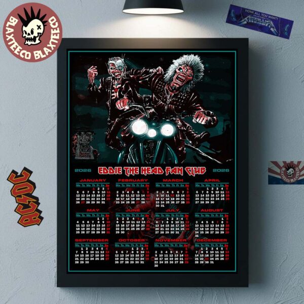 Iron Maiden Eddie The Head Fan Club 2026 Calendar Home Decor Poster Canvas