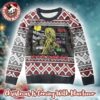 Iron Maiden Eddie The Number Of the Beast With Santa Hat Into The Snowy Night Signature Knitted Ugly Christmas Sweater