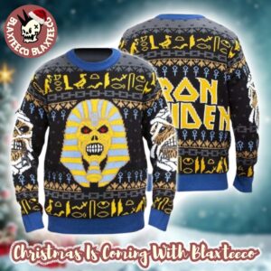Iron Maiden Pharaoh Eddie And The Mummy Powerslave Album Ugly Christmas Sweater