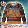 Iron Maiden Powerslave Album Cover Pixel Style With Egypt Symbols Pattern Pharaoh Eddie Knitted Ugly Christmas Sweater