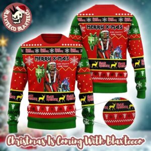 Iron Maiden Santa Eddie Merry Xmas And Happy New Year 2025 Holiday Gift Knitted Ugly Christmas Sweater