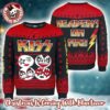 Kiss I Was Made For Loving You Skeleton Knitted Black And Red Ugly Christmas Sweater