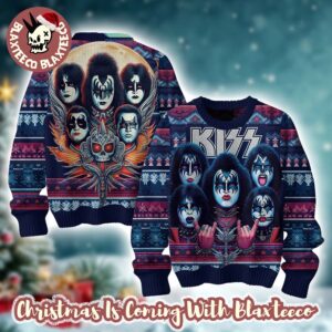 Kiss Members Rock And Roll Holiday Gift Vintage Style 2025 Ugly Christmas Sweater