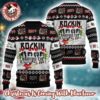 Kiss Santa Member Graphic As Queens Style Snowflakes Pattern Knitted Black Ugly Christmas Sweater