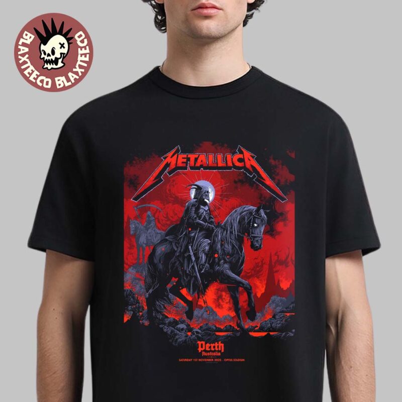Metallica M72 Perth 2025 Pop Up Shop Poster In Australia At Optus Stadium On 1st November 2025 The Skeleton Knight T Shirt