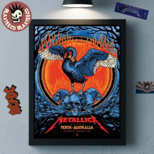 Metallica M72 Perth Australia 2025 Venue Poster At Optus Stadium On 1 November 2025 Black Swan And Skulls Art Home Decor Poster Canvas