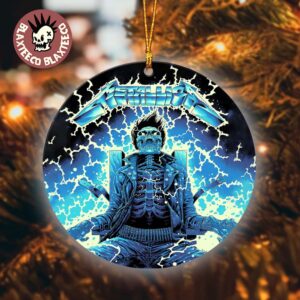 Metallica Ride The Lightning Artwork By Luke Preece Australia M72 Tour Exclusive Art Skeleton On The Electric Chair Christmas Tree Ceramic Ornament