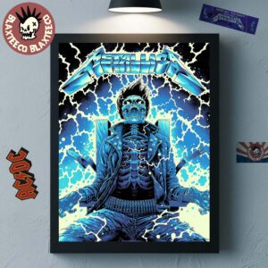 Metallica Ride The Lightning Artwork By Luke Preece Australia M72 Tour Exclusive Art Skeleton On The Electric Chair Decor Poster Canvas