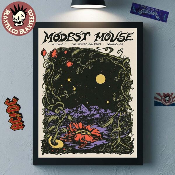 Modest Mouse Denver Colorado 2025 Concert Poster At The Mission Ballroom On October 1 2025 Home Decor Poster Canvas