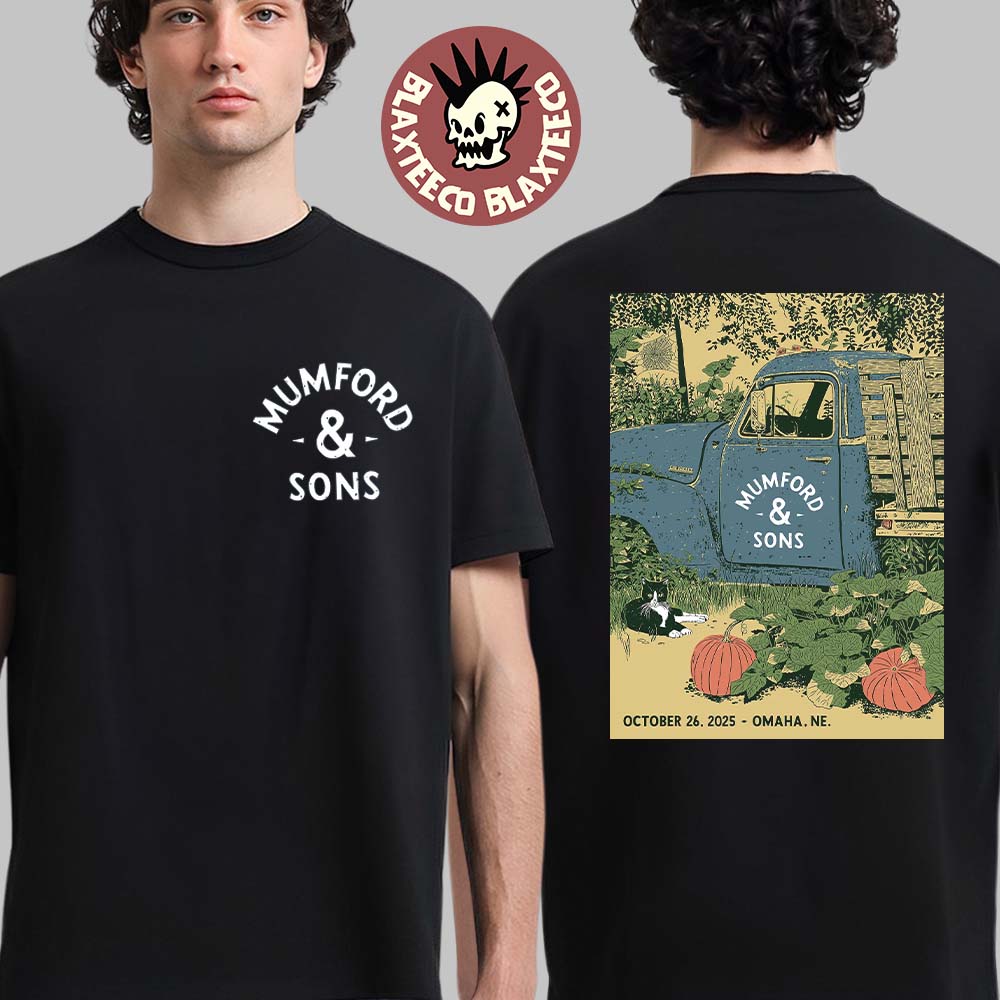 Mumford And Sons Omaha Nebraska 2025 Event Poster On October 26 2025 Two Sided T-Shirt Mumford And Sons Omaha Nebraska 2025 Event Poster On October 26 2025 Two Sided T-Shirt