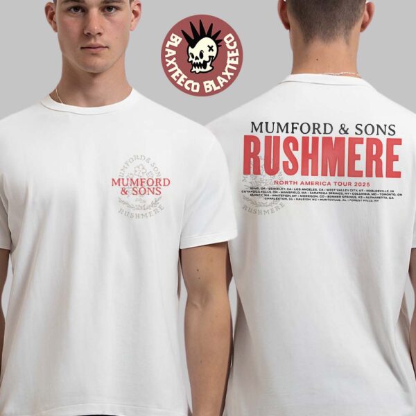Mumford And Sons Rushmere North America Tour 2025 Bone Stamp Print Two Sided T-Shirt