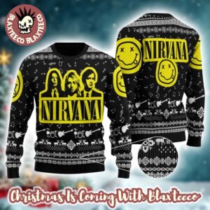 Nirvana Band Photo With Logo Classic Black Ugly Christmas Sweater