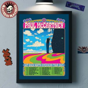 Paul McCartney Got Back North American Tour 2025 Lithograph Schedule Dates Home Decor Poster Canvas