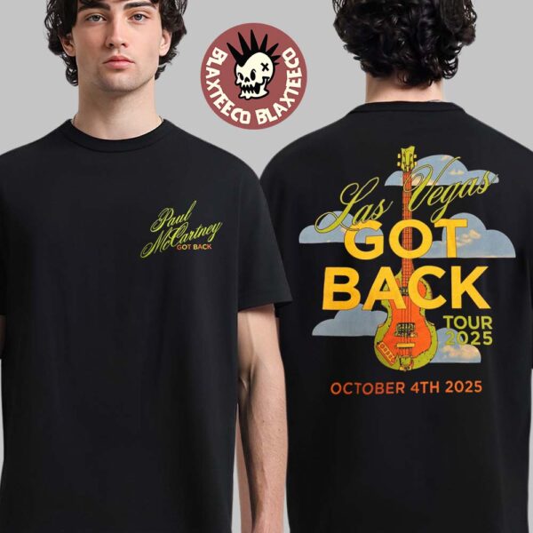 Paul McCartney Las Vegas 2025 Venue Tee At Allegiant Stadium On October 4 2025 Got Back Tour 25 Guitar Black T-Shirt