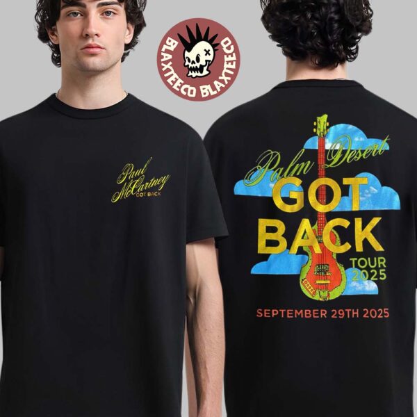 Paul McCartney Palm Desert California 2025 Venue Tee At Acrisure Arena On September 29 2025 Got Back Tour 25 Guitar Black T-Shirt