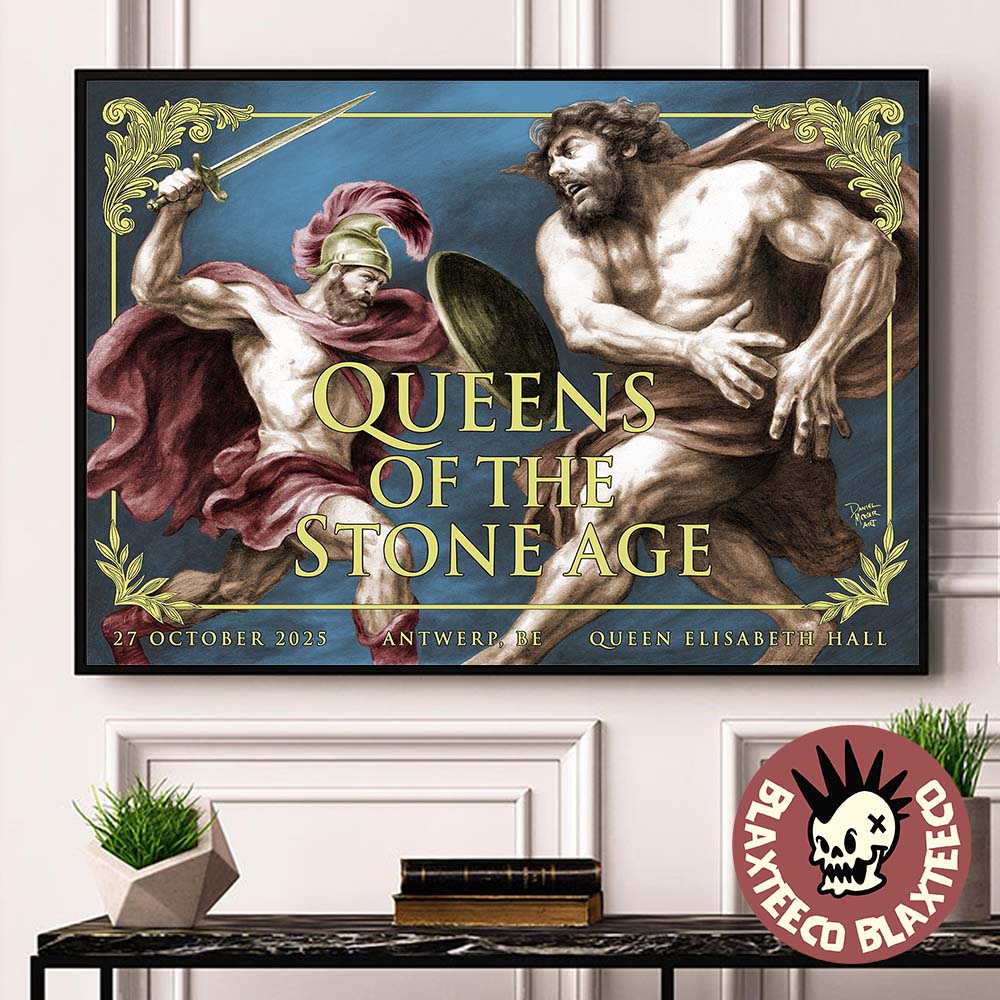 Queens Of The Stone Age Antwerp Belgium 2025 Event Poster At Queen Elisabeth Hall On October 27 2025 Landscape Poster Canvas Queens Of The Stone Age Antwerp Belgium 2025 Event Poster At Queen Elisabeth Hall On October 27 2025 Landscape Poster Canvas