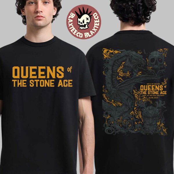 Queens Of The Stone Age Boston Massachusetts 2025 Venue Poster At Boch Center Wang Theatre On October 8 2025 Alive In The Catacombs Two Sided T-Shirt