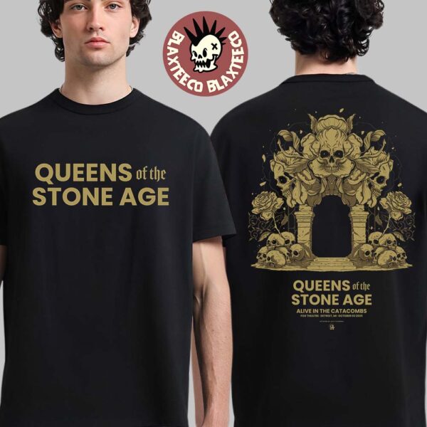 Queens Of The Stone Age Detroit Michigan 2025 Concert Poster At Fox Theatre On October 3 2025 Two Sided T-Shirt