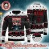 Rush Band X Jack Skelington Santa Clause Playing Electric Guitar For Fans Ugly Christmas Sweater