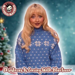 Sabrina Carpenter Snowflakes Pattern Knitted Blue Ugly Christmas Sweater Sabrina Carpenter Snowflakes Pattern Knitted Blue Ugly Christmas Sweater