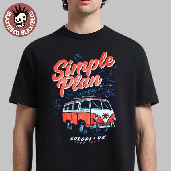 Simple Plan Europe UK Tour 2025 Exclusive Merch Volkswagen T2 With Tour Map Art Unisex T-Shirt