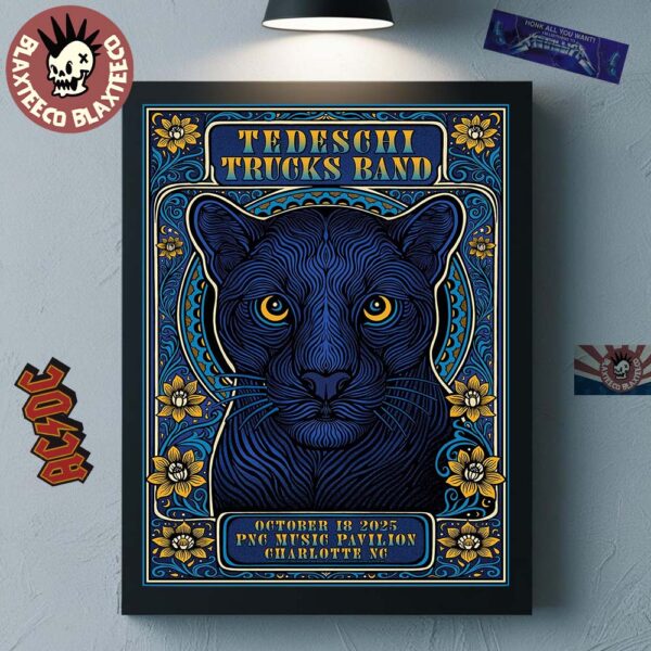 Tedeschi Trucks Band Charlotte North Carolina 2025 Venue Poster At PNG Music Pavilion On October 18 2025 The Black Panther Art Home Decor Poster Canvas