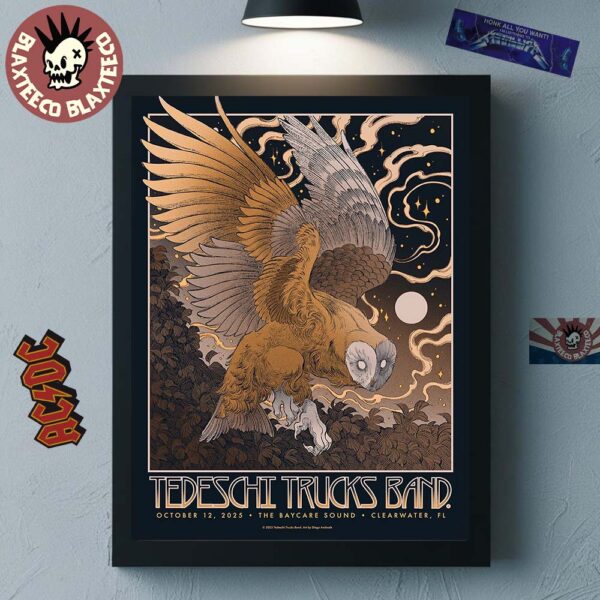 Tedeschi Trucks Band Clearwater Florida 2025 Venue Poster At The Baycare Sound On October 12 2025 The Owl Art Home Decor Poster Canvas