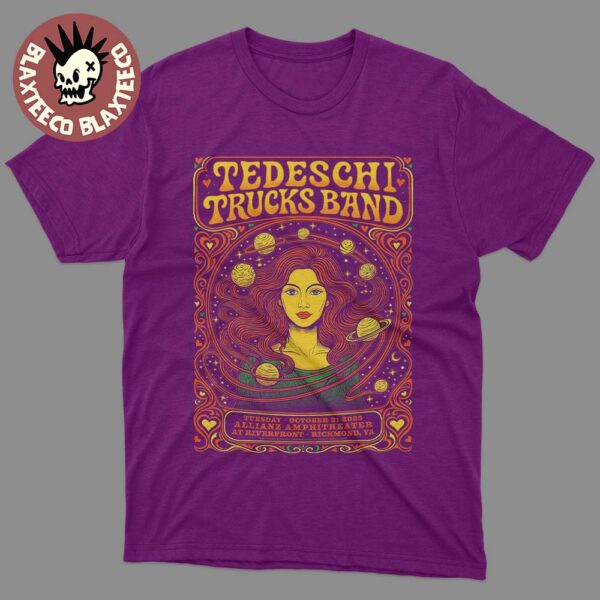 Tedeschi Trucks Band Richmond Virginia 2025 Venue Poster At Allianz Amphitheater At Riverfront On October 21 2025 T-Shirt